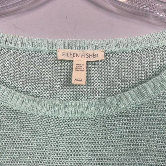 Eileen Fisher Organic Linen Open Knit Top M Boxy Slouchy Dolman Sleeve Sweeter - Picture 11 of 15